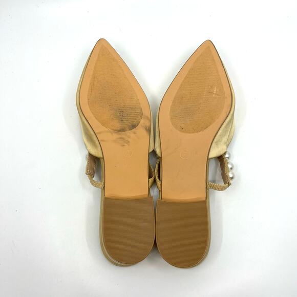 Lulus Hershie Champagne Satin Pearl Mules Women's 7 US - Picture 8 of 9